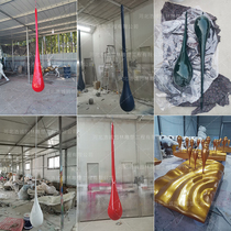 Customized fiberglass suspended water drop sculpture sales office hotel lobby creative water feature wall hanging water splash landscape decoration