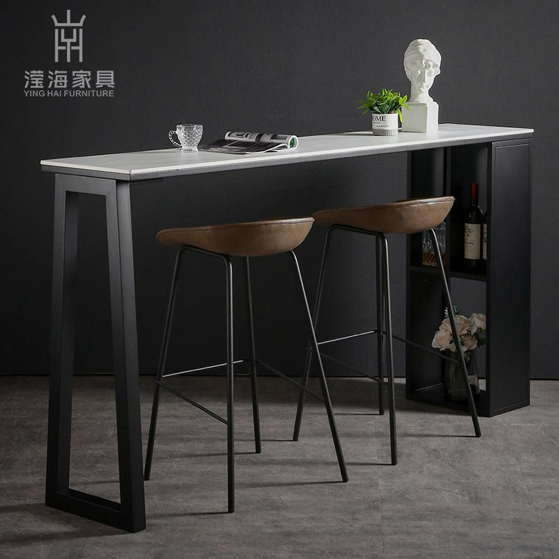Italian light luxury rock slab bar table home window balcony small bar high table bar family marble table