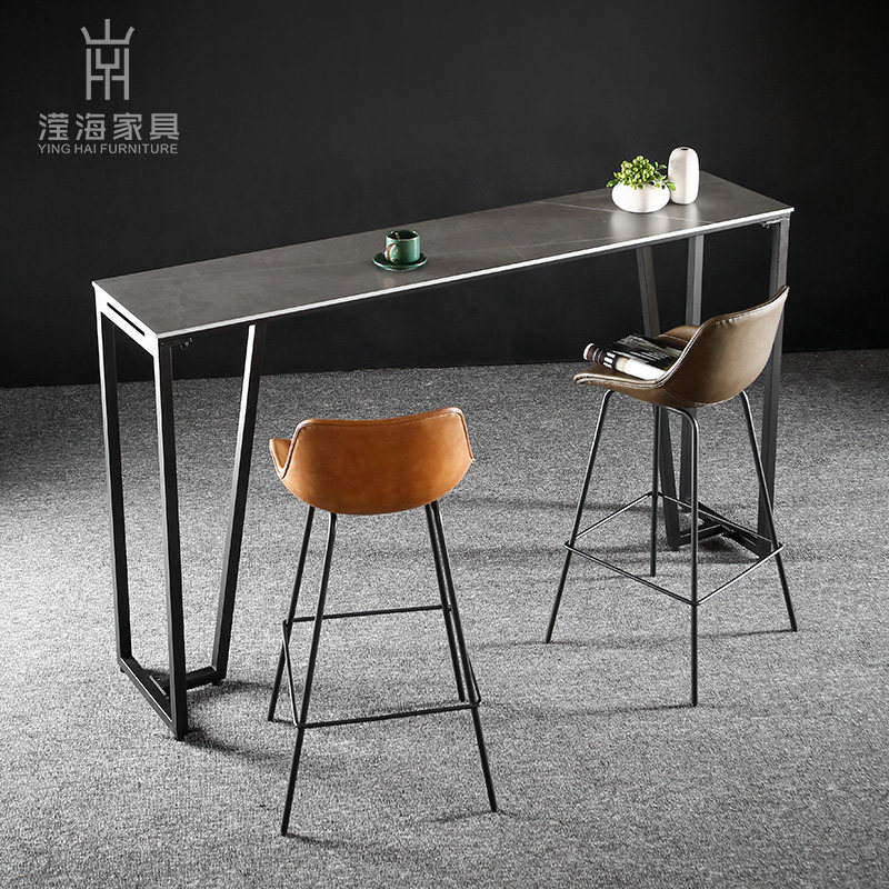 Nordic Marble Rockboard Bar Table Table And Chairs Home Light Lavish Wind Partition Leaning Against Wall Milk Tea Shop Balcony Bar High Foot Table-Taobao