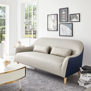 Bắc Âu đen retro nhà đôi da ba người sofa da màu xanh kết hợp căn hộ nhỏ đơn giản hiện đại - Ghế sô pha