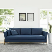 Bắc Âu căn hộ nhỏ retro đơn giản hiện đại châu Âu da tối giản đôi ba đồ nội thất màu xanh da sofa 123pu - Ghế sô pha