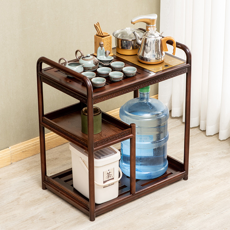 Mobile tea table, tea cart, tea tray, tea set, automatic induction cooker, household simple solid wood small tea table