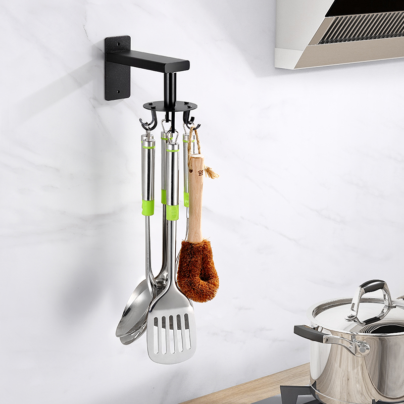 Kitchen Wall Containing Shelf Shelving Shelf Rotary Hook Pan Shovel Spoon Spoon Hook Kitchenware Supplies Wall-mounted Free