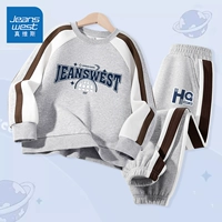 【Весна и осенняя сплайсинг двух частей набор】 Grey/J Blue Black-Gray/Happy Life K