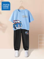 [Костюм из чистого хлопка] Синий/J автомобиль внизу справа + J экскаватор K/черный