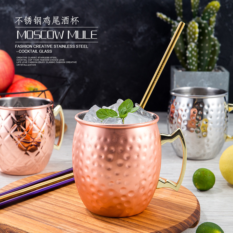 Copper Plated Cup Hammer Spot Moscow Mullet Cup Stainless Steel Cocktail Glass Bar Supplies Beer Cups MoscowMule