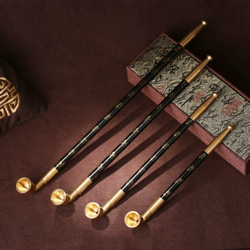 Латунный короткий мундштук ручной работы, курительная трубка из натурального дерева, мужской старомодный реквизит, городской стиль