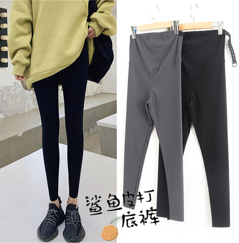 Pregnant woman pants spring and autumn outside wearing 90% black magic pants tight fit elastic yoga shark spring summer inner lap pants