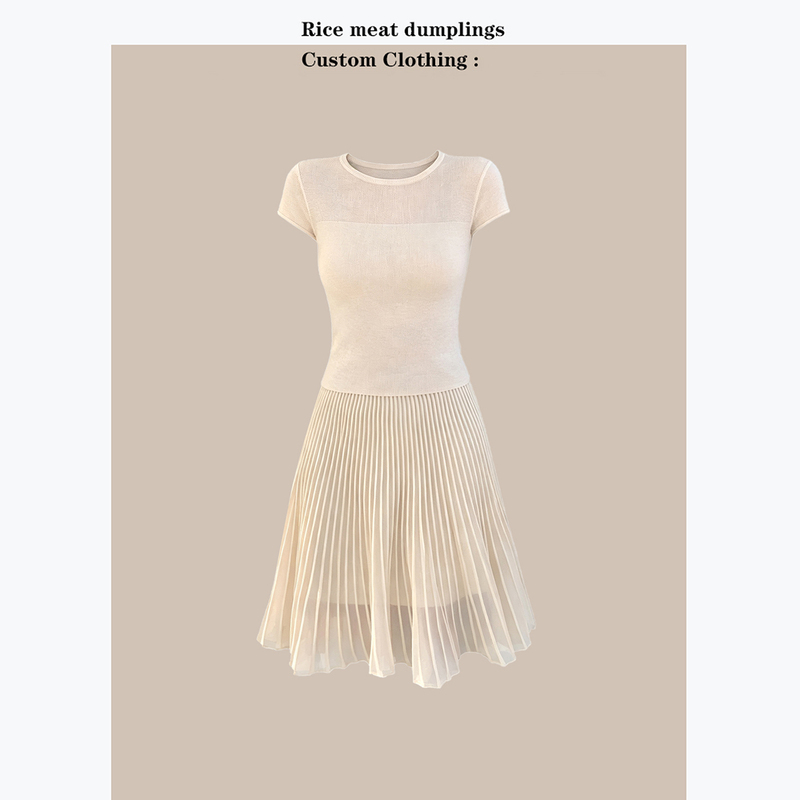 Korean Chic Style Complete Set of Elegant and Slimming Knit Short-Sleeve Top and Simple Drapey Knit Short Skirt for Summer Korean Chic Style Complete Set of Elegant and Slimming Knit Short-Sleeve Top and Simple Drapey Knit Short Skirt for Summer