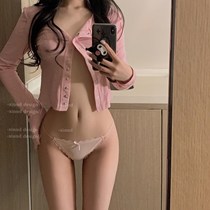 Cute Bow Tie Triangle Pants Breathability Sensation Charming Woman Pure Color Ice Silk Without Mark Underwear Lady Sexy Sweet