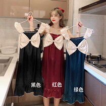 Sleepwear Womens Summer New Cute Sweet Beauty Net Red Butterfly Knot Princess Wind Ice Ribbon Sleeping Skirt Suit Home Clothing