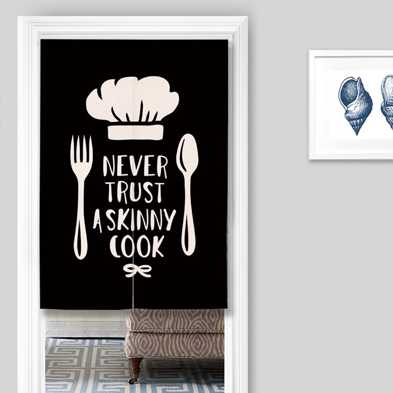 Simple and Creative Fabric Half-Curtain for Western Restaurant Kitchen, Decorative Curtain for Noodle Shop, Half-Partition Curtain for Back Kitchen