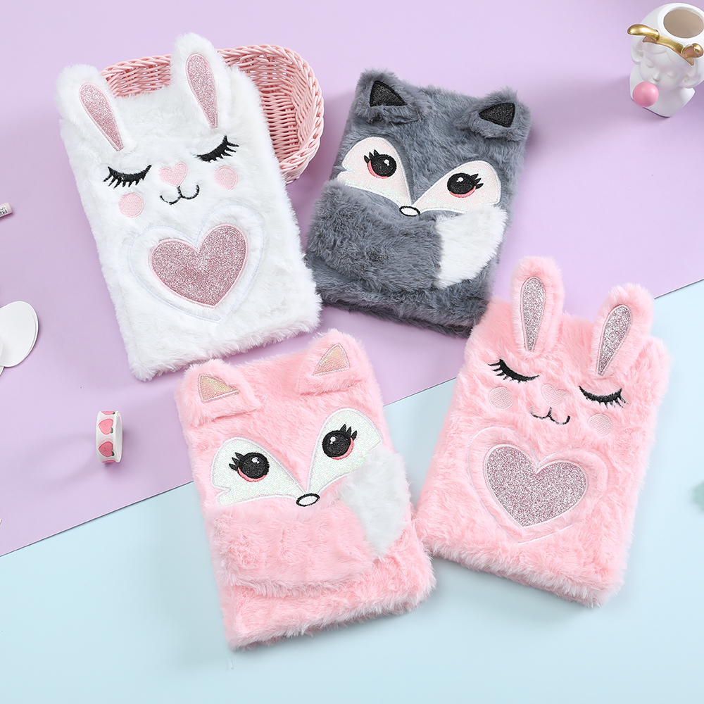Winter Plush Cartoon Teenage Girl Notebook Elementary School Kids Cute Day Remember Ben Children Fox Little Animal Fur Burson