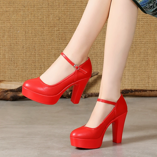 特丝丽她 Ципао, манекен головы, высокие водонепроницаемые рабочие туфли на платформе, из натуральной кожи