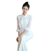 La robe dengagement Nouvelle robe en col de style chinois avec robe toast 2024 nouvelles mariées couleur blanc qipao femme