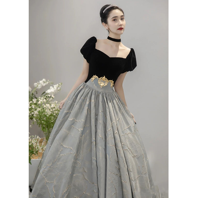 Black Evening Dress for Women, Hepburn Style, French Light Luxury, Niche Elegant, High-End Slim-Fit Long Dress for Hosting and Engagement, High-Class Black Evening Dress for Women, Hepburn Style, French Light Luxury, Niche Elegant, High-End Slim-Fit Long Dress for Hosting and Engagement, High-Class