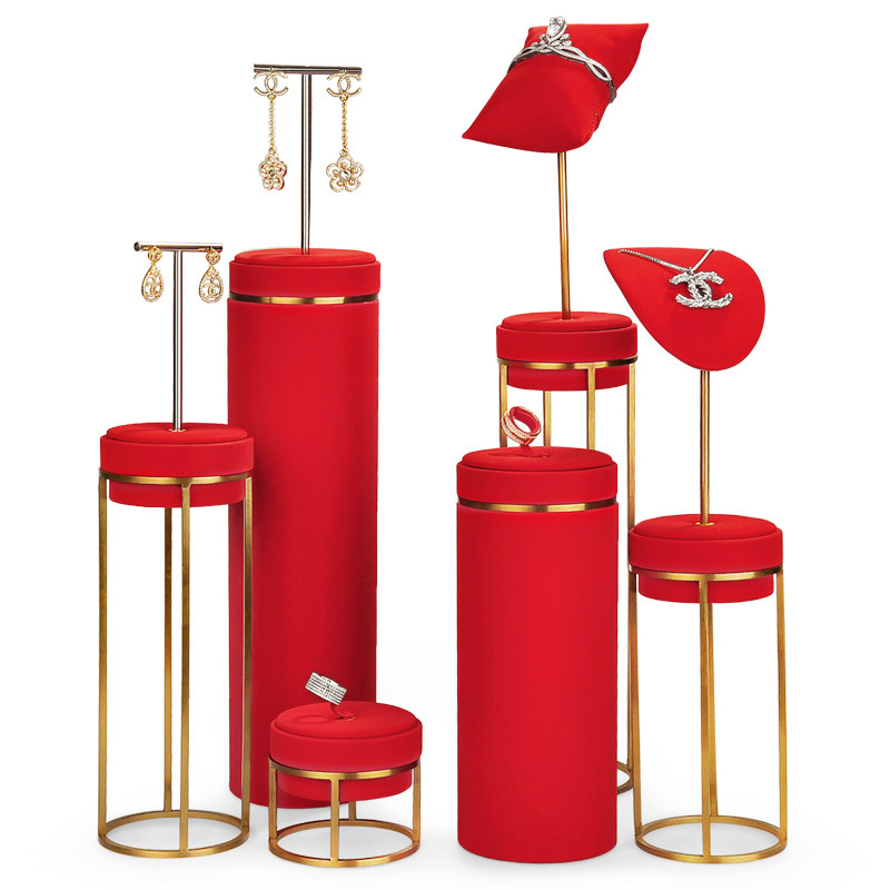 Dobonnie's new high-end window necklace jewelry display prop jewelry store live display rack red