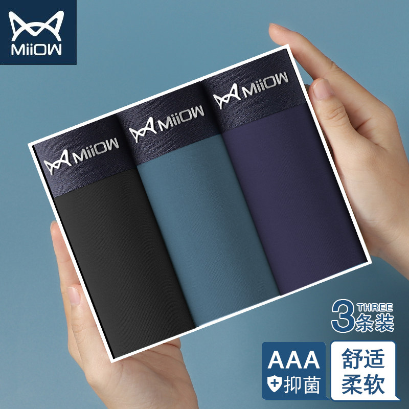 Cat person four-corner underpants men's pure cotton crotch antibacterial youth Modale four-corner shorts head autumn winter 2021 new