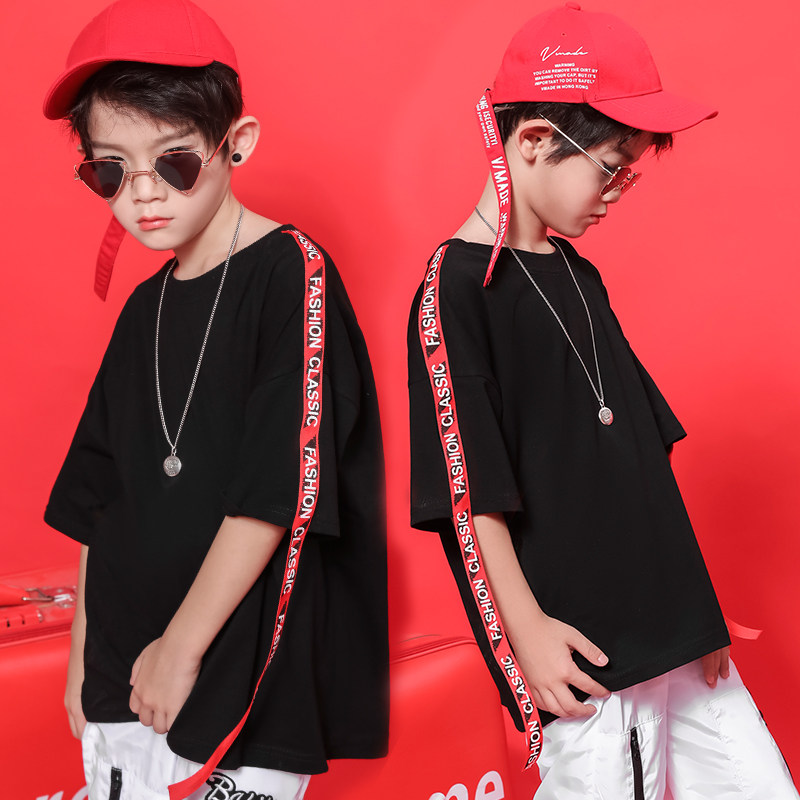 Children's hip-hop T-shirt hip-hop costume suit dance suit summer loose boy Korean version handsome training suit tide