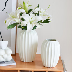 Ceramic Vase Ornaments Living Room Flower Fancy Popular Retro American Style White Dried Flower Pottery Pot Rose Dining Table