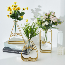 Nordic creative hydroponic glass ins small vase transparent living room flower arrangement light luxury Net red flower decoration ornaments