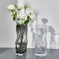 ins-style geometric three-dimensional Fancy Popular Diamond vase glass transparent flower arrangement living room dining table art ornaments