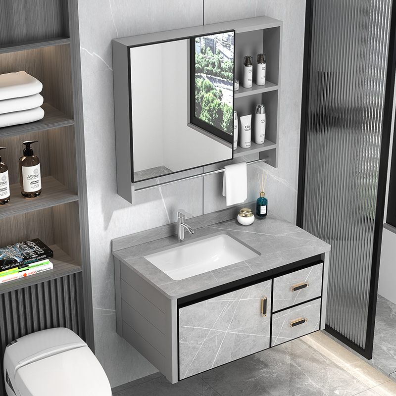 Space Aluminum Alloy Bath Cabinet Combination Modern Simple Toilet Washbasin Integrated Ceramic Handwashing Pool Wash-Taobao