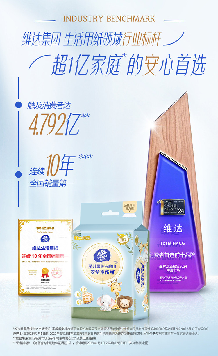 安享好物 安享B级洗脸巾-维达婴儿柔护洗脸巾 国标 