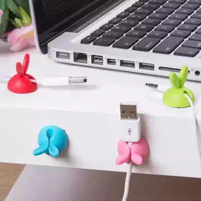 Rabbit ear wire organizer data cable holder wire organizer adhesive desktop data cable storage buckle clip