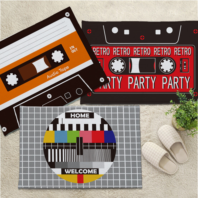 Retro nostalgic tape floor mat powder room absorbent non-slip mat bedroom home entry door mat