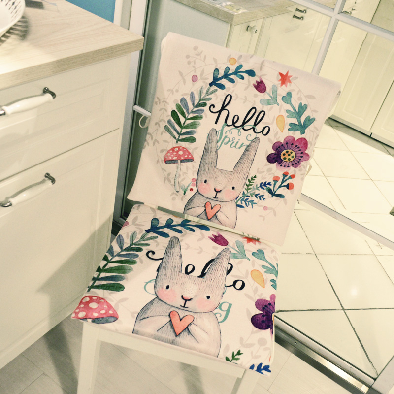 Cartoon dining table chair cover modern minimalist stool cover hotel dining room seat cover cotton linen cloth home