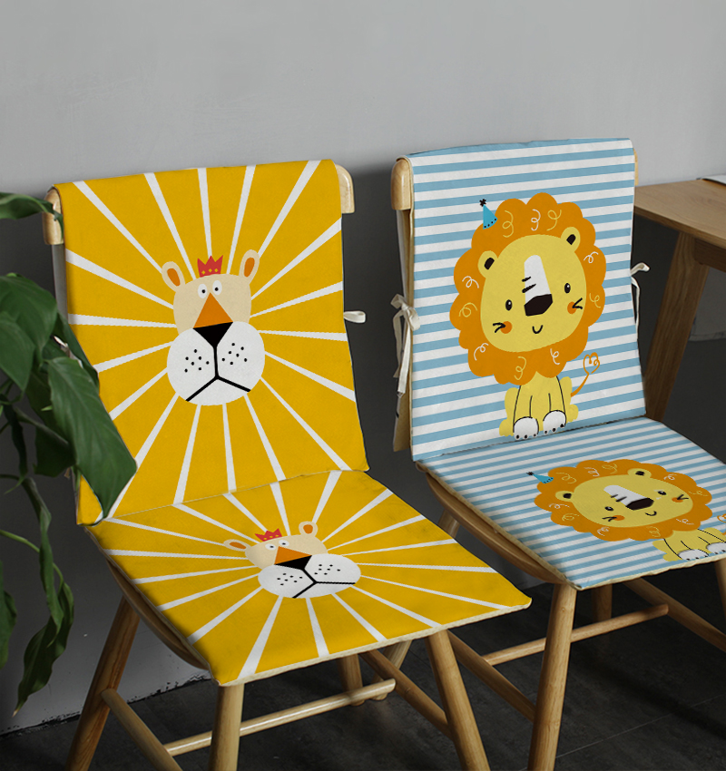 Cartoon Series Chair Cover Cushion Anti-slip Strap Cushion Universal Chair Back Cover Separate Dining Table Cushion Fixed Protection