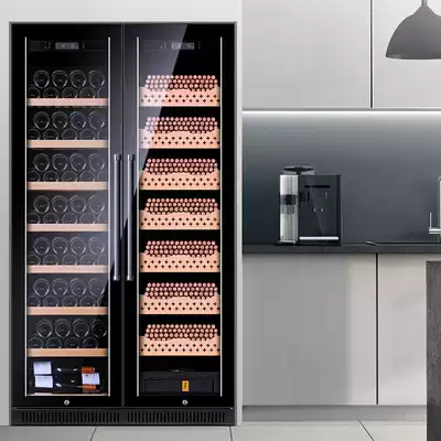 Hidden fame ultra-thin double door double temperature red wine cabinet constant temperature wine cabinet Tea Ice Bar beverage cold drink cold drink refrigerator thin