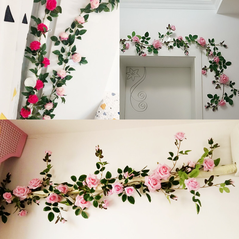 Air conditioning pipe occlusion simulation peony flower fake flower winding flower rattan Plant rattan Balcony flower wall decoration rattan indoor