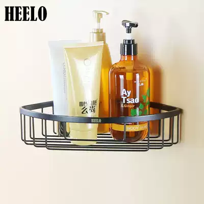 Black copper dressing room triangle basket storage rack toilet toilet wall-mounted corner bathroom storage basket