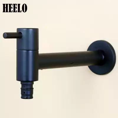 Black washing machine faucet extended copper single cold mop pool faucet quick Open Wall out wall small spout 4 points