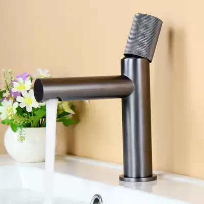 Black basin faucet copper splash-proof hot and cold washbasin European white gray dressing room bathroom cabinet