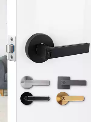 Magnetic suction mute solid wood door lock three pole lock indoor powder room bedroom household universal door handle lock single tongue lock