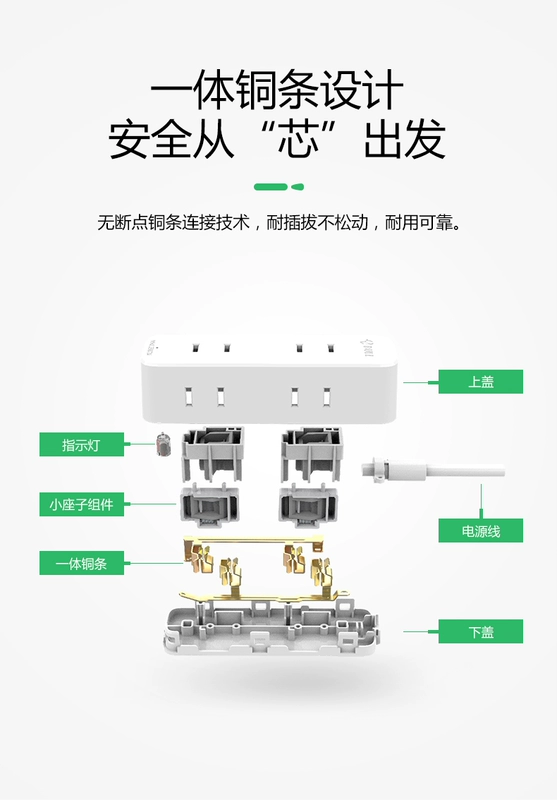 công tắc 3 chấu Đô cực cắm phẳng cung cấp điện gia dụng 3 lỗ nhỏ cắm ban đầu giường 2-pin 3 ổ cắm ổ cắm sạc điện thoại ổ cắm 2 lỗ