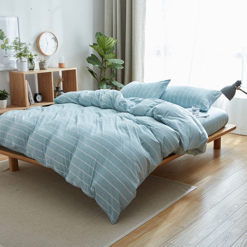 Full cotton knit cotton four pieces of intimate skin pure color three sets pure cotton nude sleeping knit cotton quilts covered with bed linen bed