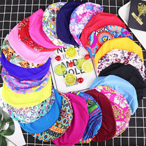 Factory direct sales swimming cap men and women adult children solid color color ear protection long hair elastic cloth swimming cap face small batch