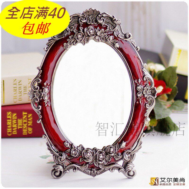 Wedding Mirror Red Bridal Red pair of women Makeup Mirror Desktop Wedding accessories accompanied by Princess Cosmetic Mirror Pair of Mirror