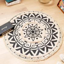 Moroccan style cotton and linen tassel floor mats simple bedroom home bedside carpet living room sofa coffee table tufted foot mats