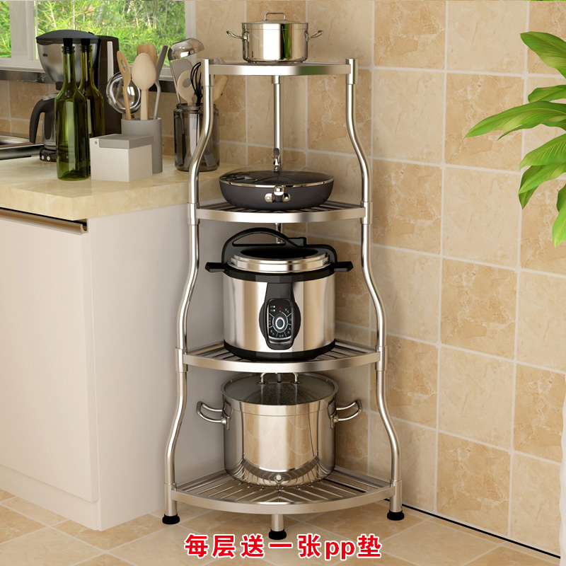 ACCO Likitchen Corner Rack Stainless Steel Floor Multilayer Shelve for Home Contained Seasoning Jar Rack Irregular Pot Racks