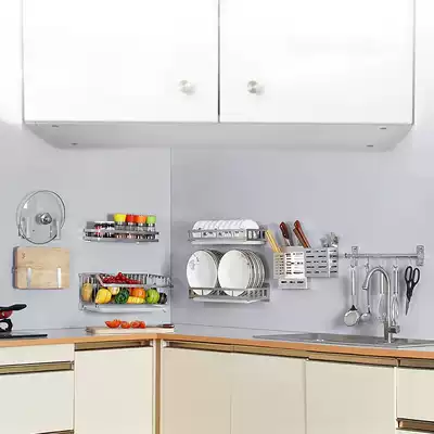 Kitchen rack supplies Household Daquan Wall-mounted punch-free multi-function seasoning knife rack pylons Storage shelves