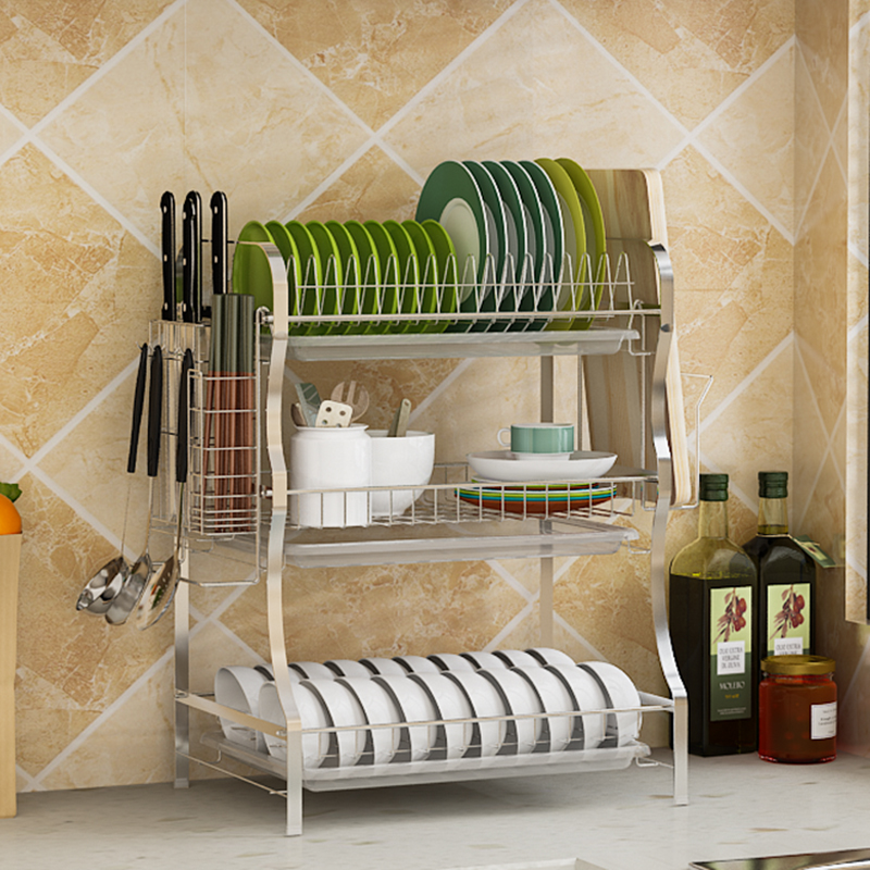 304 stainless steel bowl frame holding frame asphalt frame kitchen shelf three layers of dishwasher dish box