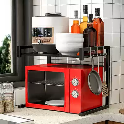 Retractable shelf Microwave oven shelf Household kitchen double-layer countertop rice cooker desktop storage bracket