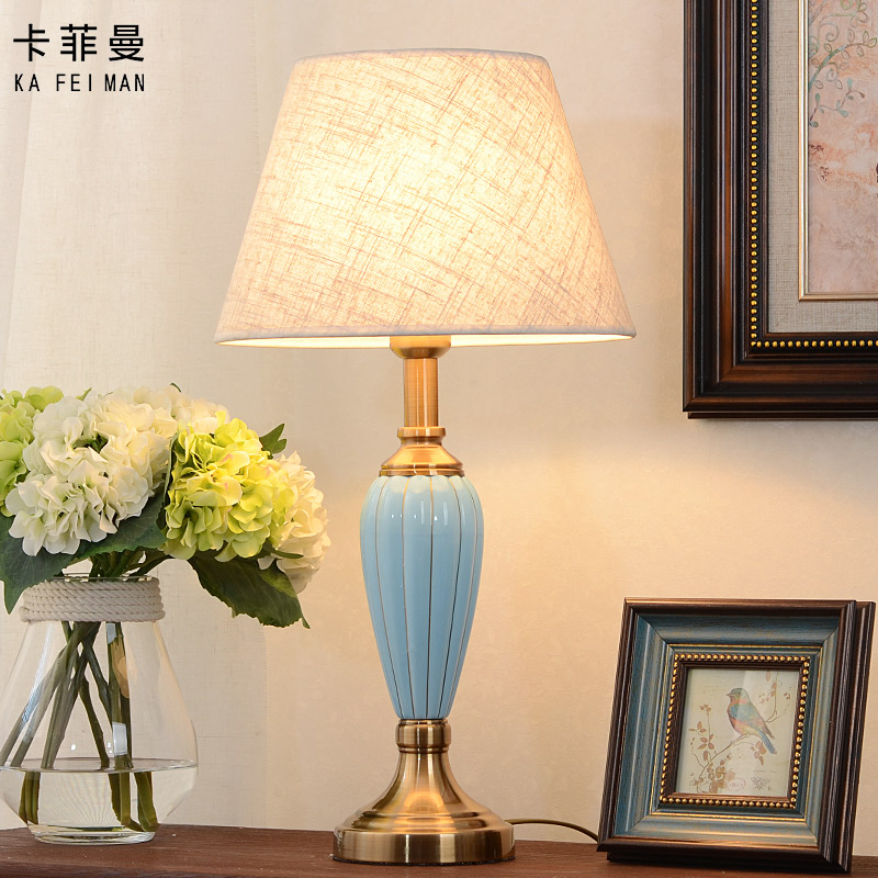 American Minimalist Ceramic Table Light Bedroom Bedside Headlights Home Living Room Bookroom Hotel Room Villa Decorative Table Lamp