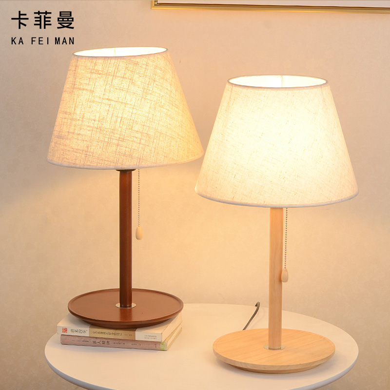Solid Wood Table Lamp Bedroom Bedlights Home Creative Wedding Room Cozy Romantic Nordic Wood Bed Head Cabinet Light