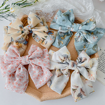 Japanese Super fairy fabric big bow hairclip back hair accessories fresh and sweet floral spring clip hairpin headgear